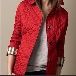 Burberry Quilted Button Trench Jacket Burgundy